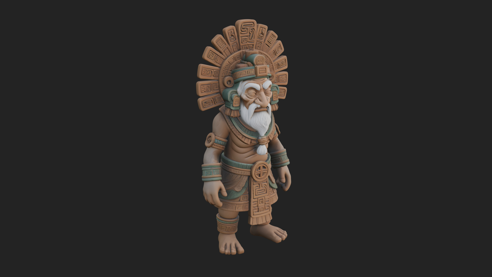 Aztec Feathered Noble Statue Design 18 3D Print Model 3D Model