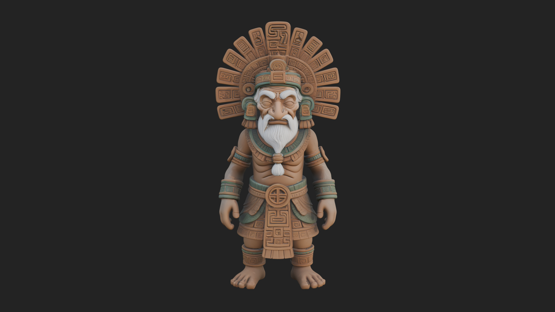 Aztec Feathered Noble Statue Design 18 3D Print Model 3D Model