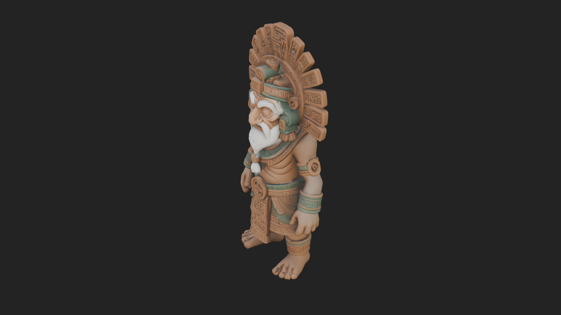 Aztec Feathered Noble Statue Design 18 3D Print Model 3D Model