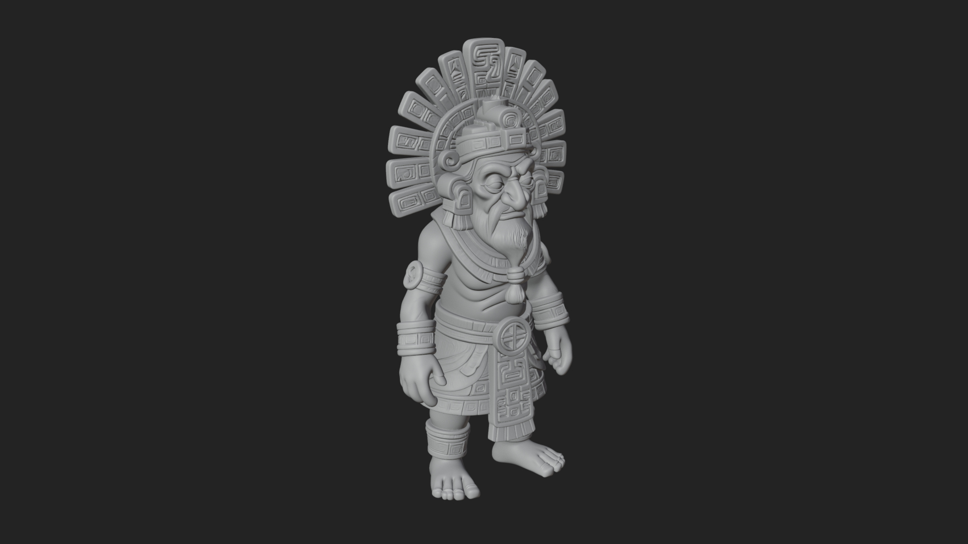 Aztec Feathered Noble Statue Design 18 3D Print Model 3D Model