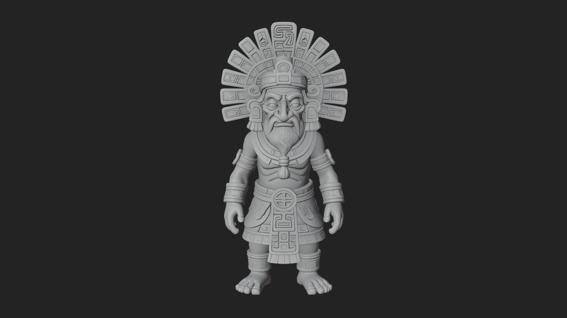 Aztec Feathered Noble Statue Design 18 3D Print Model 3D Model
