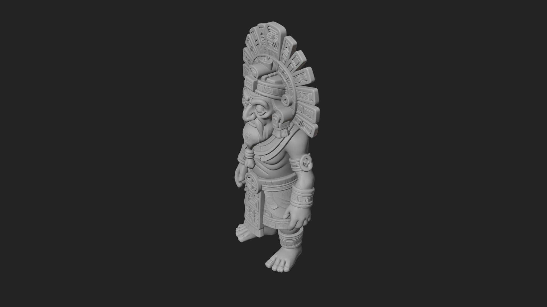 Aztec Feathered Noble Statue Design 18 3D Print Model 3D Model