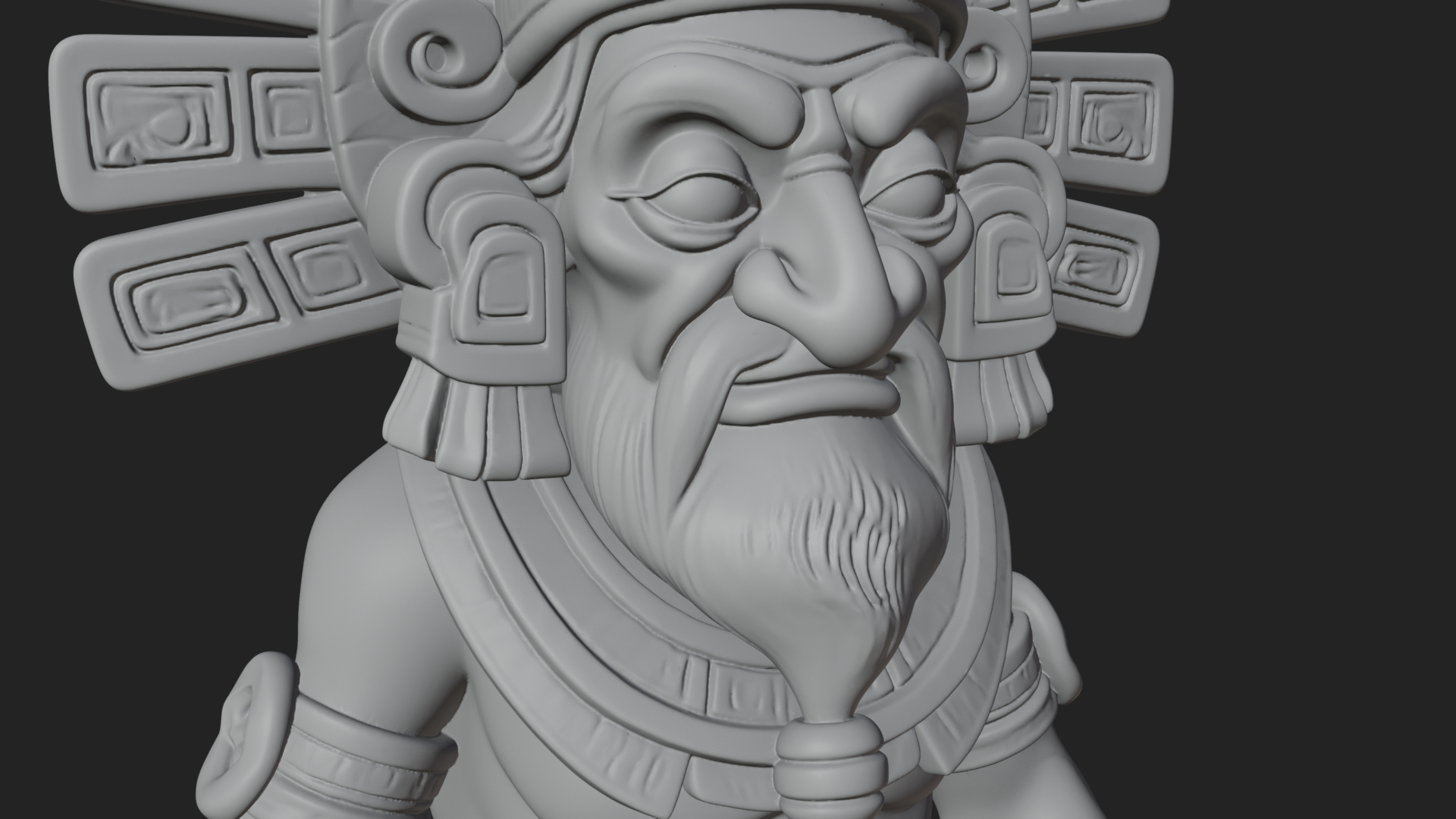 Aztec Feathered Noble Statue Design 18 3D Print Model 3D Model
