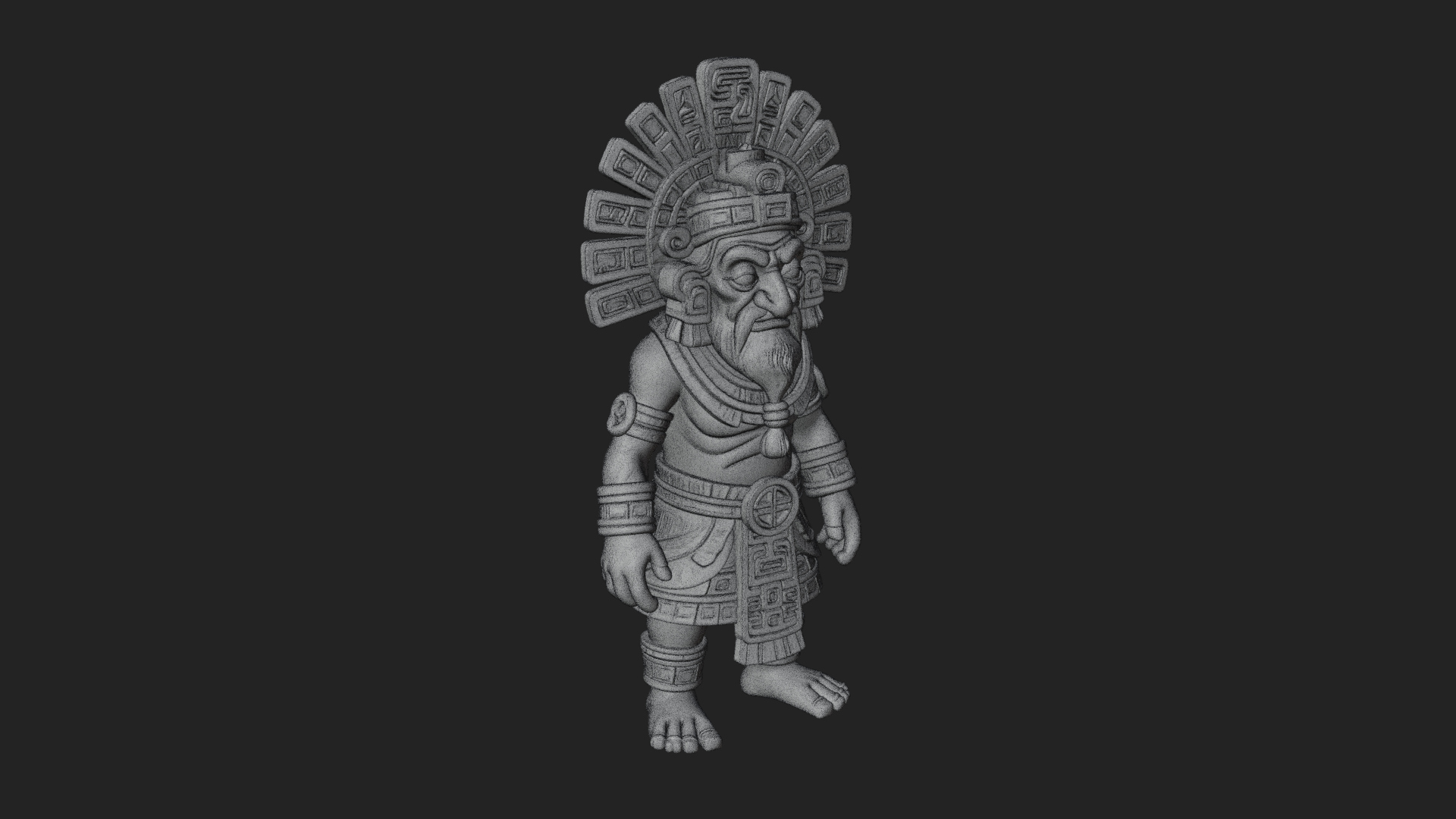 Aztec Feathered Noble Statue Design 18 3D Print Model 3D Model