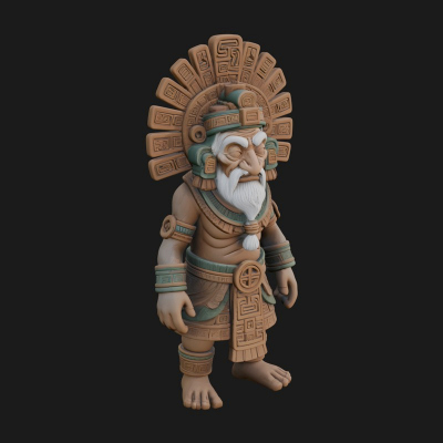 Aztec Feathered Noble Statue Design 18 3D Print Model