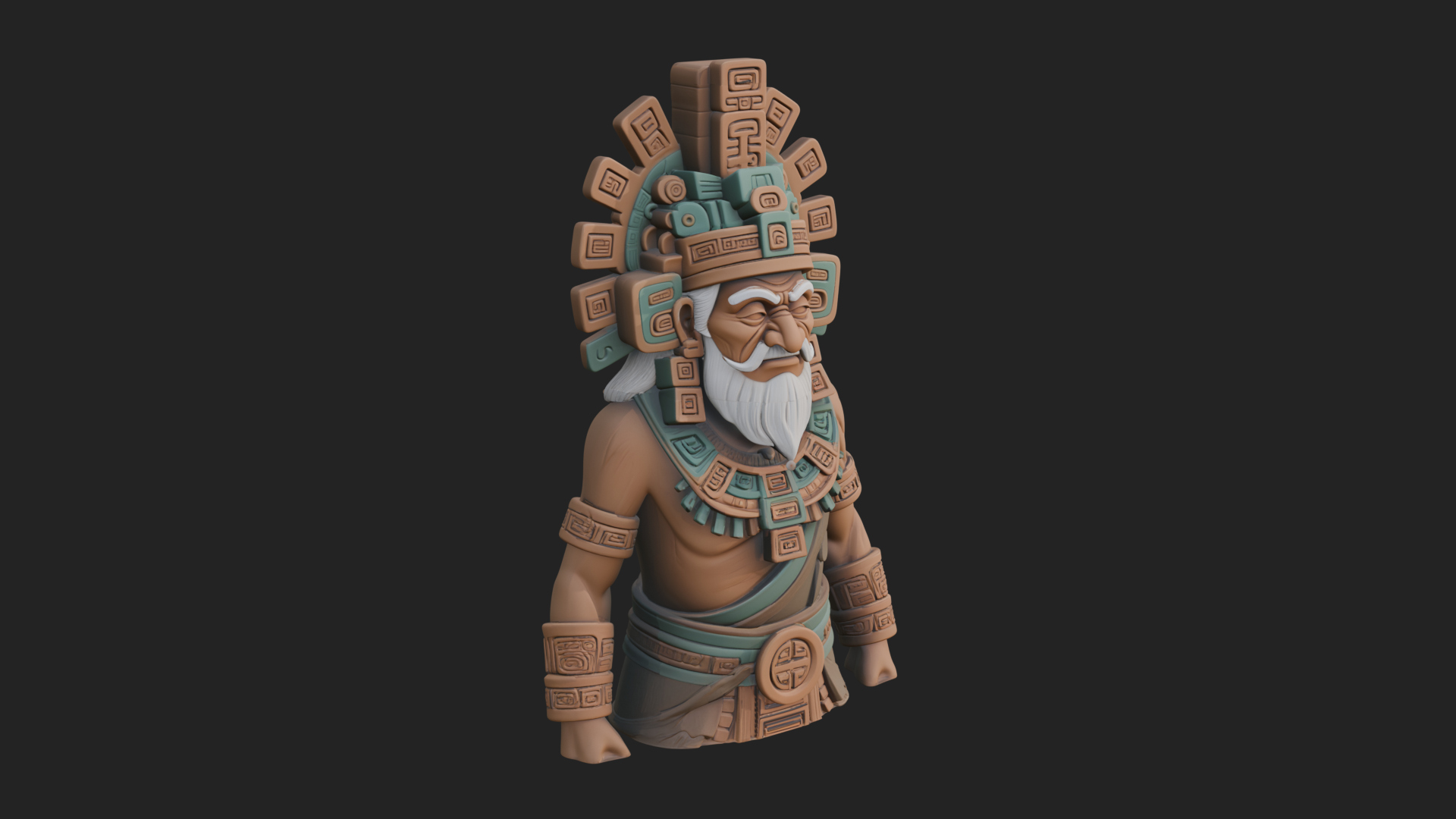Aztec Feathered Noble Statue Design 19 3D Print Model 3D Model
