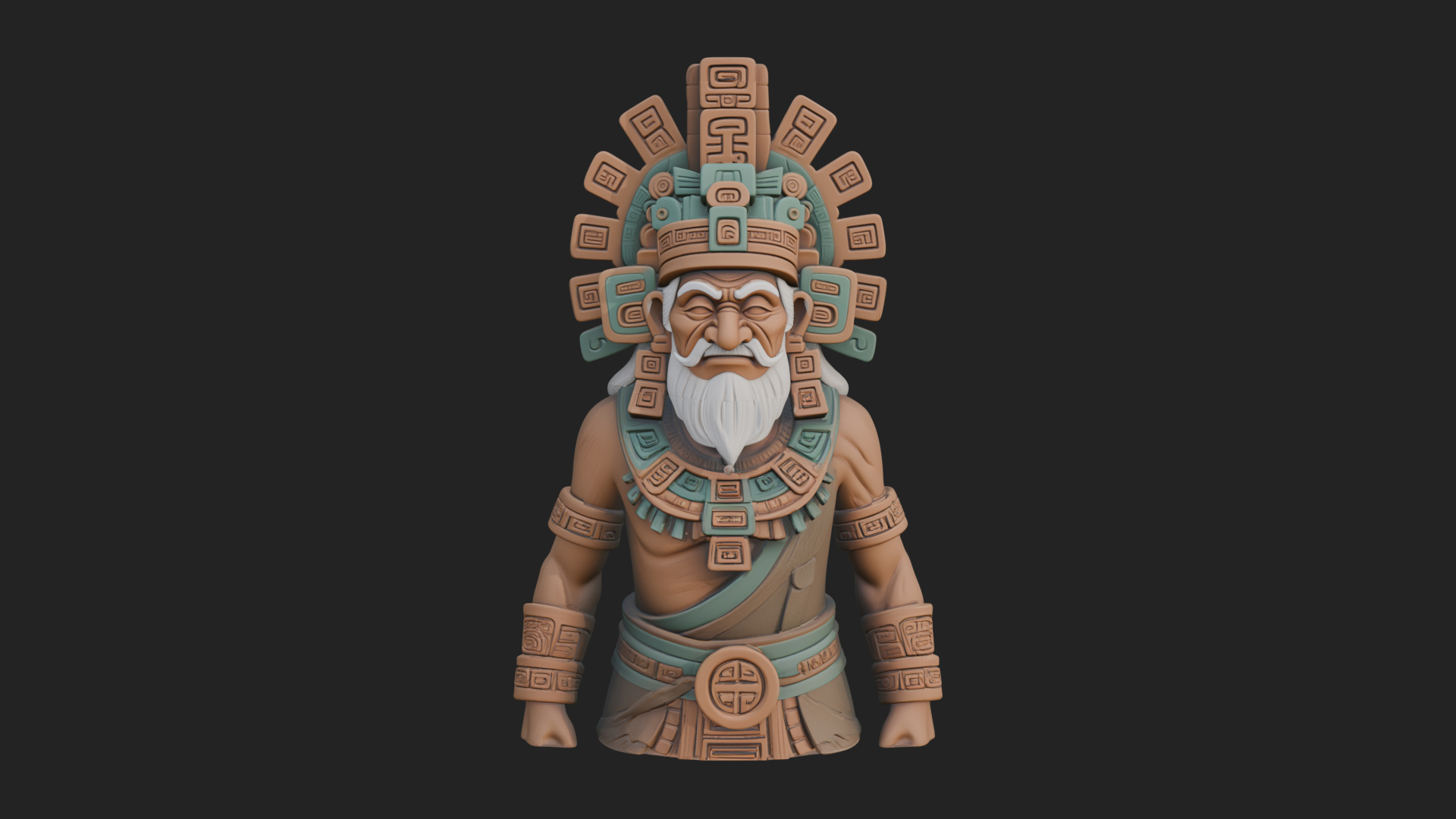 Aztec Feathered Noble Statue Design 19 3D Print Model 3D Model