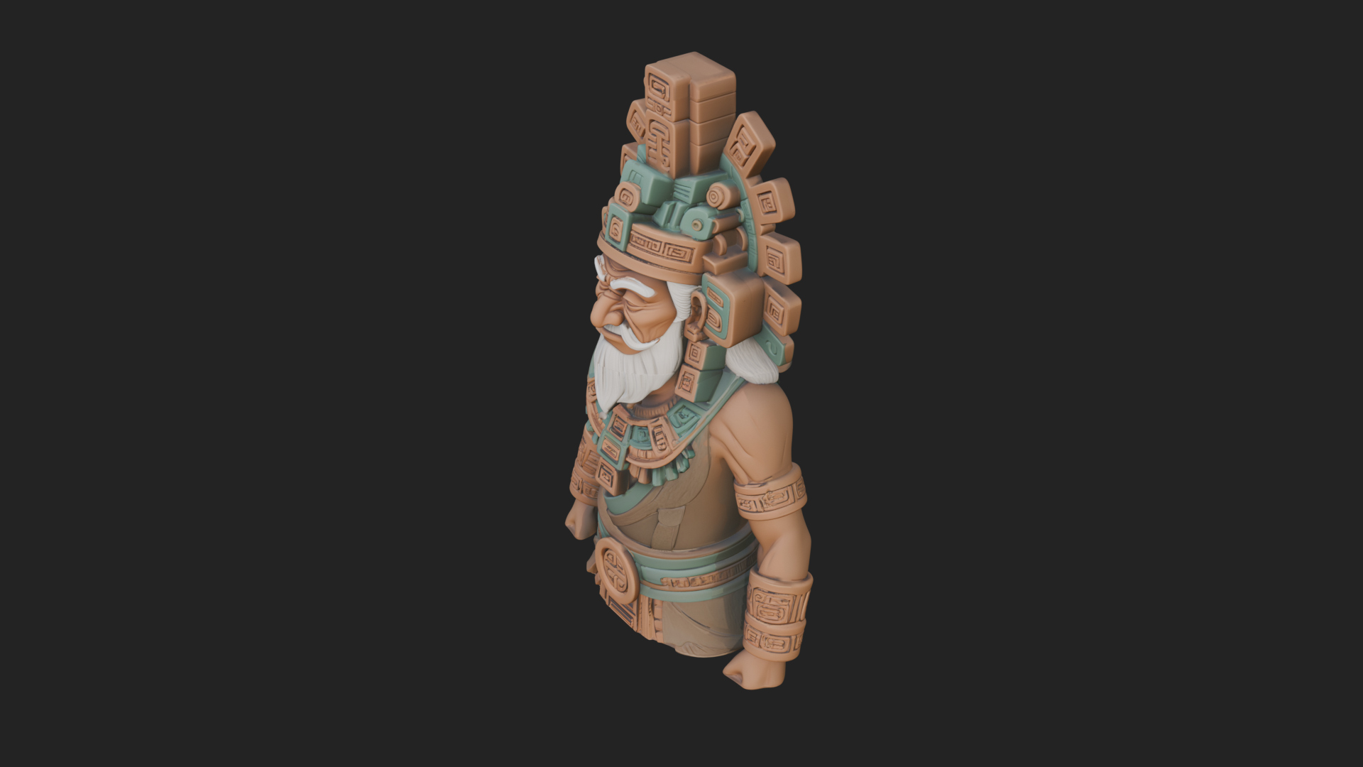 Aztec Feathered Noble Statue Design 19 3D Print Model 3D Model