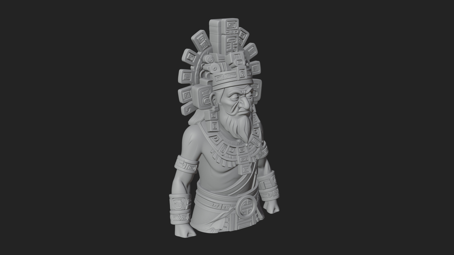 Aztec Feathered Noble Statue Design 19 3D Print Model 3D Model