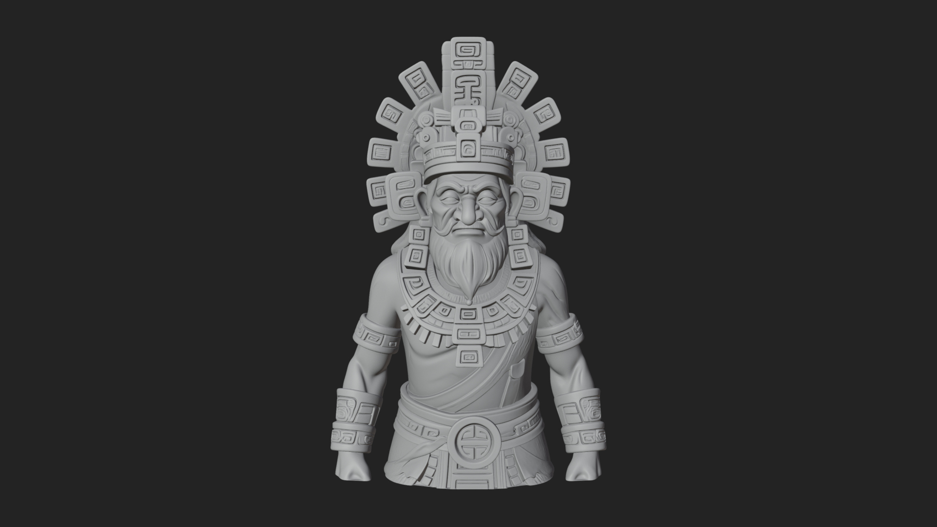 Aztec Feathered Noble Statue Design 19 3D Print Model 3D Model