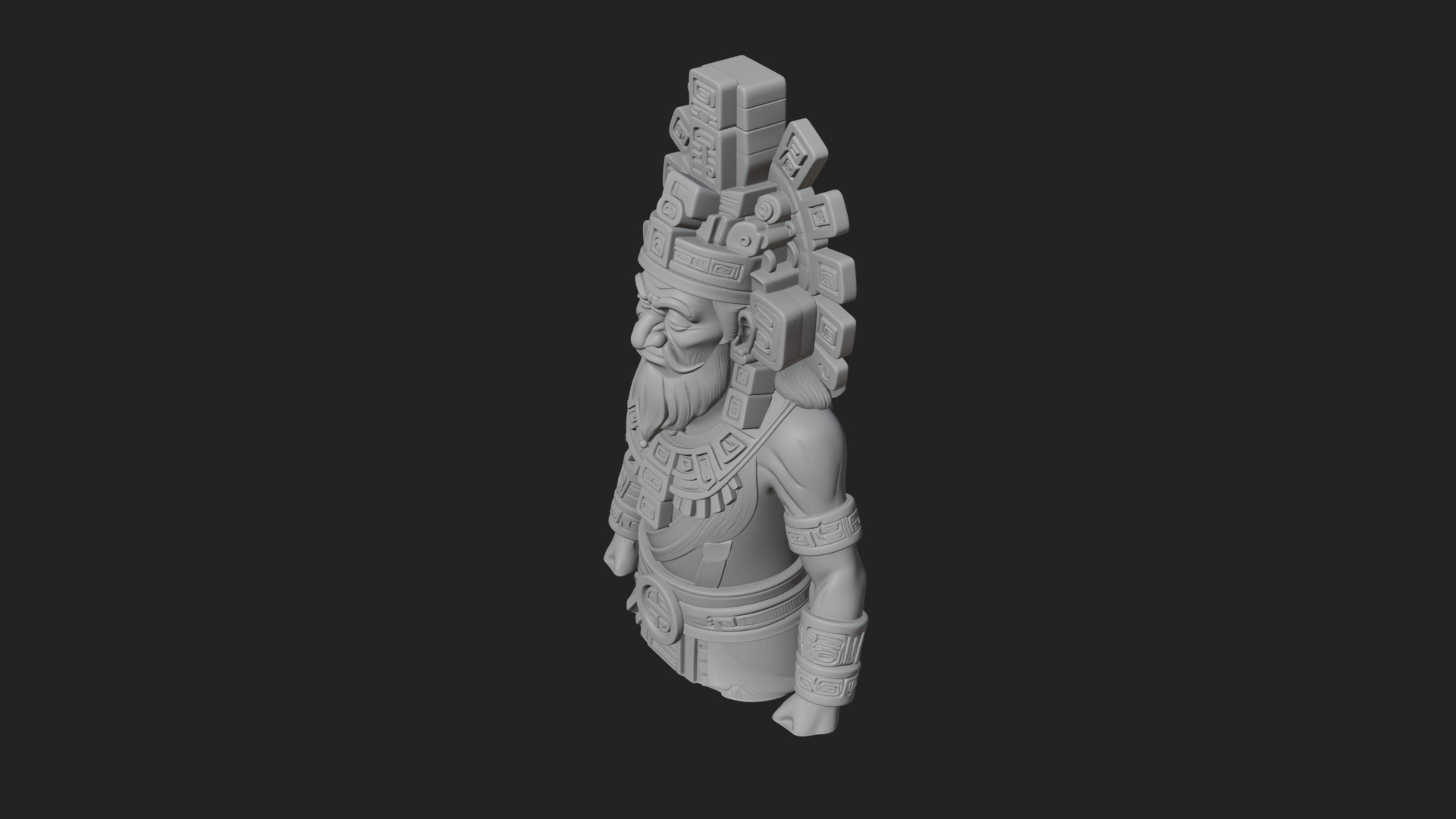 Aztec Feathered Noble Statue Design 19 3D Print Model 3D Model