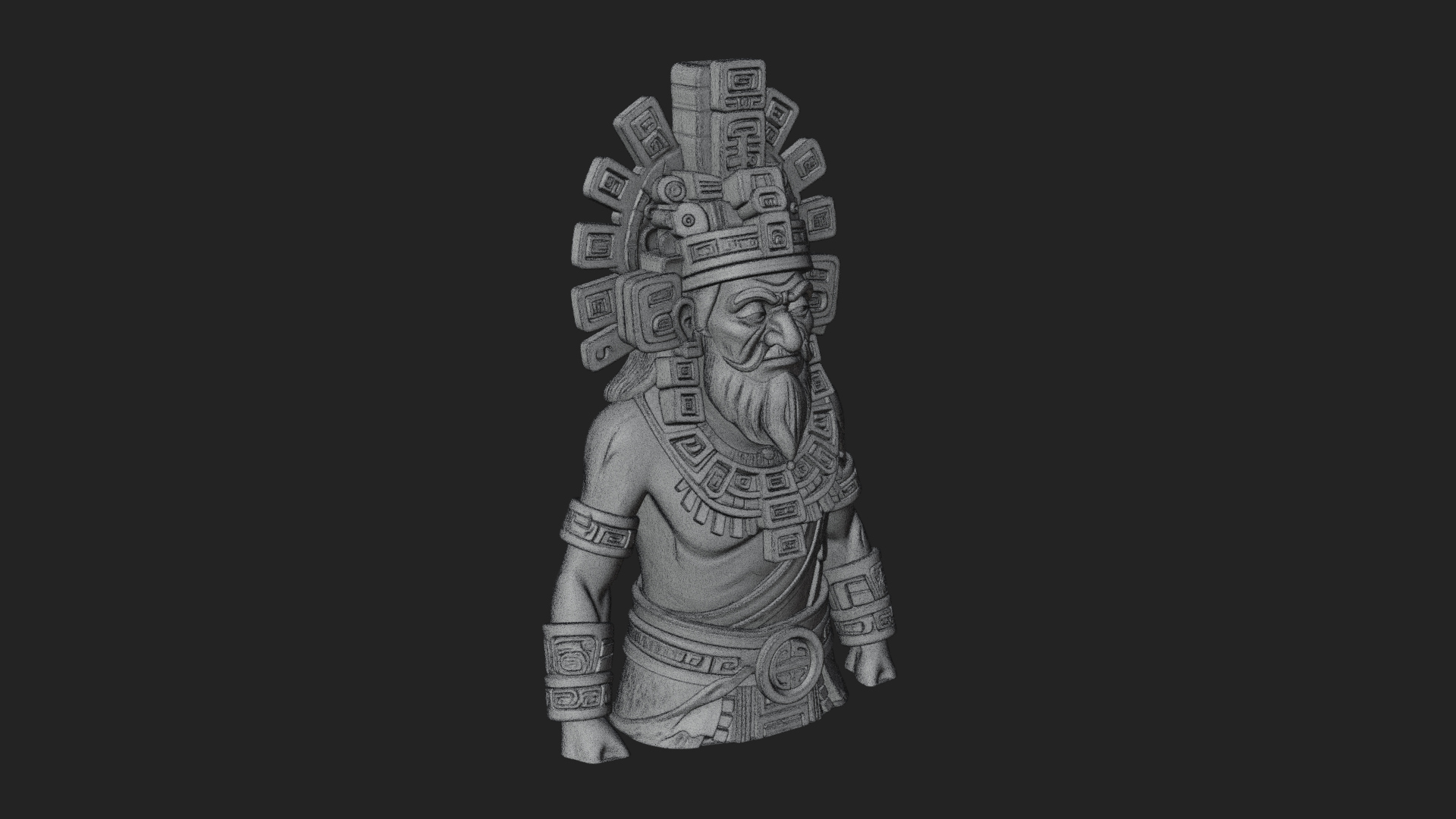 Aztec Feathered Noble Statue Design 19 3D Print Model 3D Model