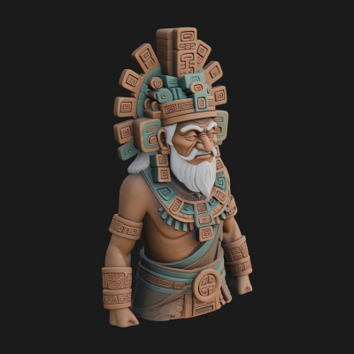 Aztec Feathered Noble Statue Design 19 3D Print Model