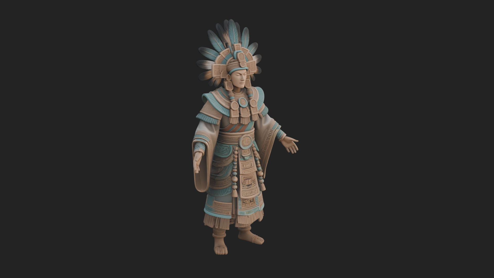 Aztec Feathered Noble Statue Design 2 3d Print Model 3D Model