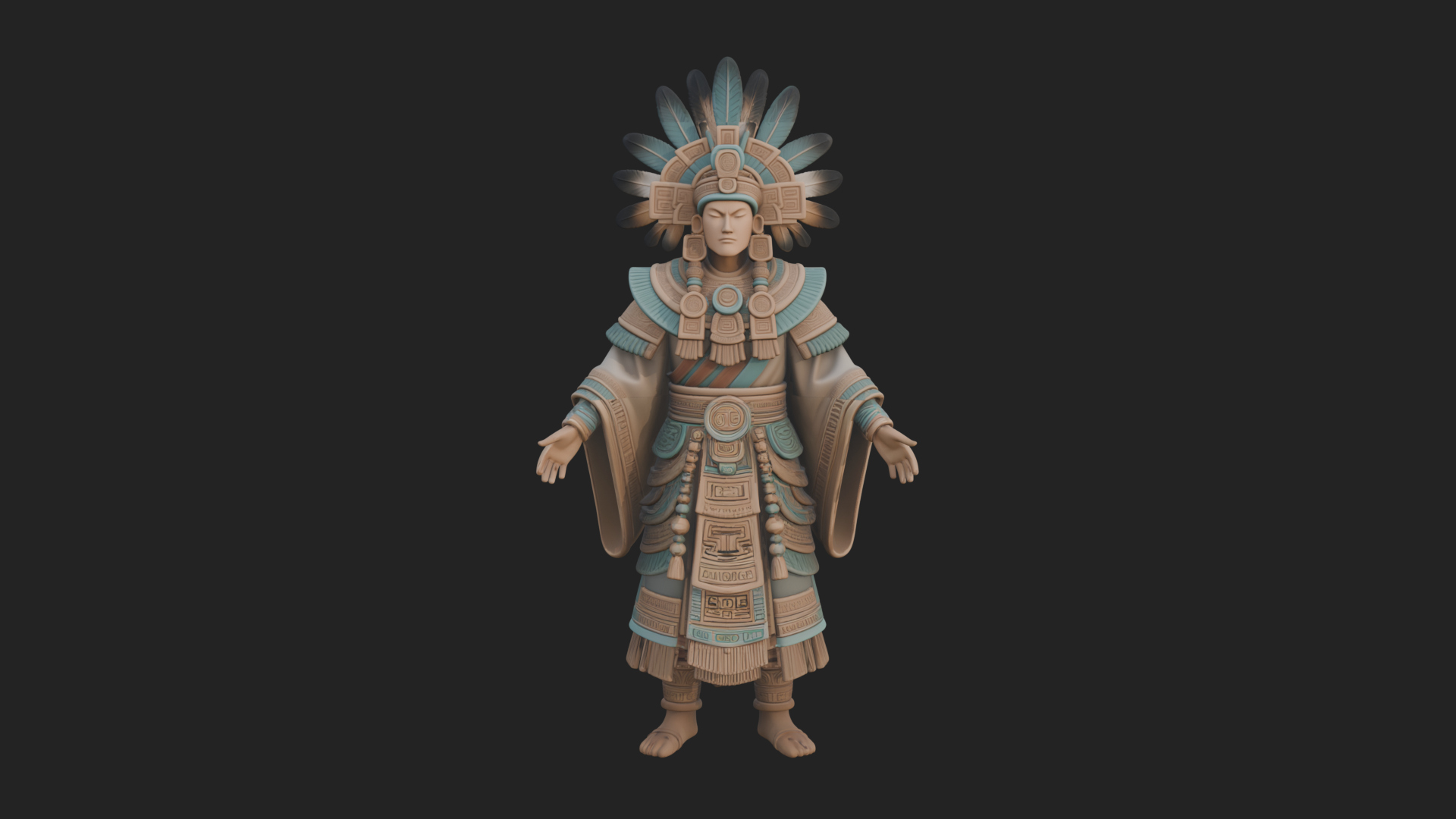 Aztec Feathered Noble Statue Design 2 3d Print Model 3D Model