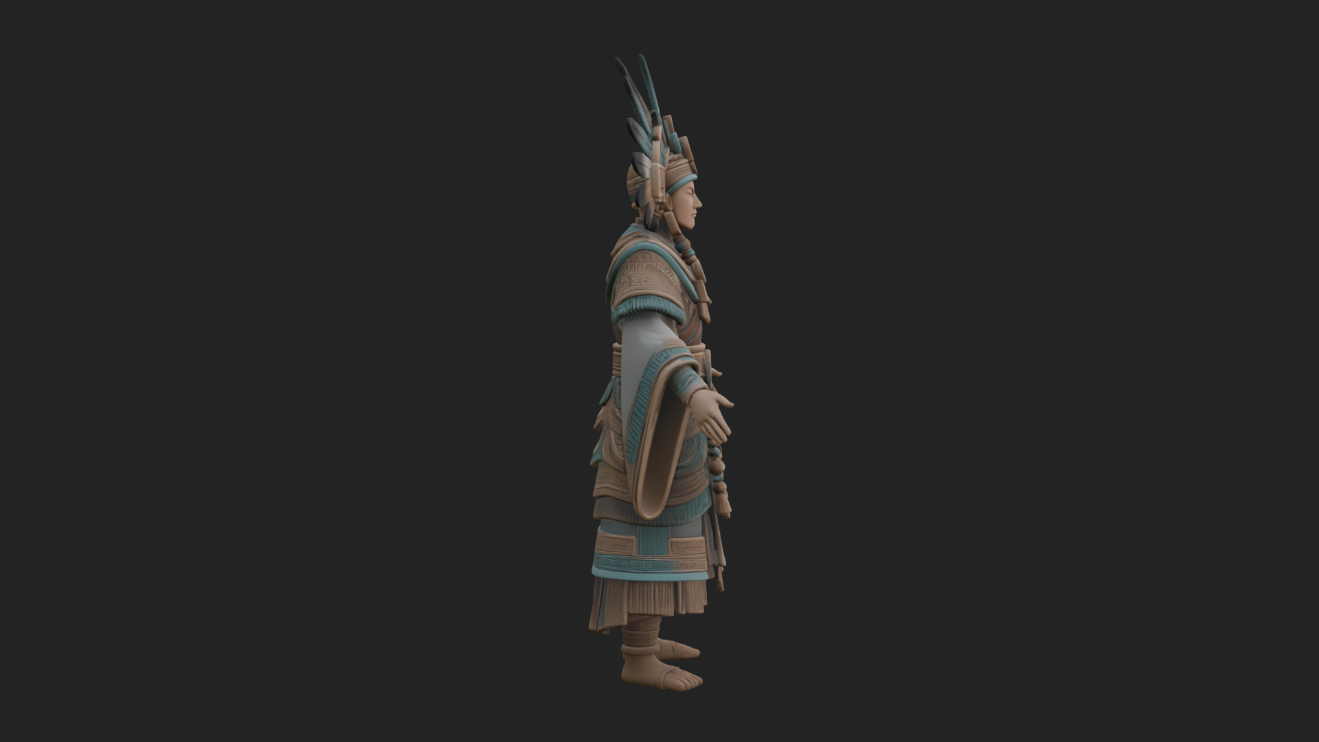 Aztec Feathered Noble Statue Design 2 3d Print Model 3D Model