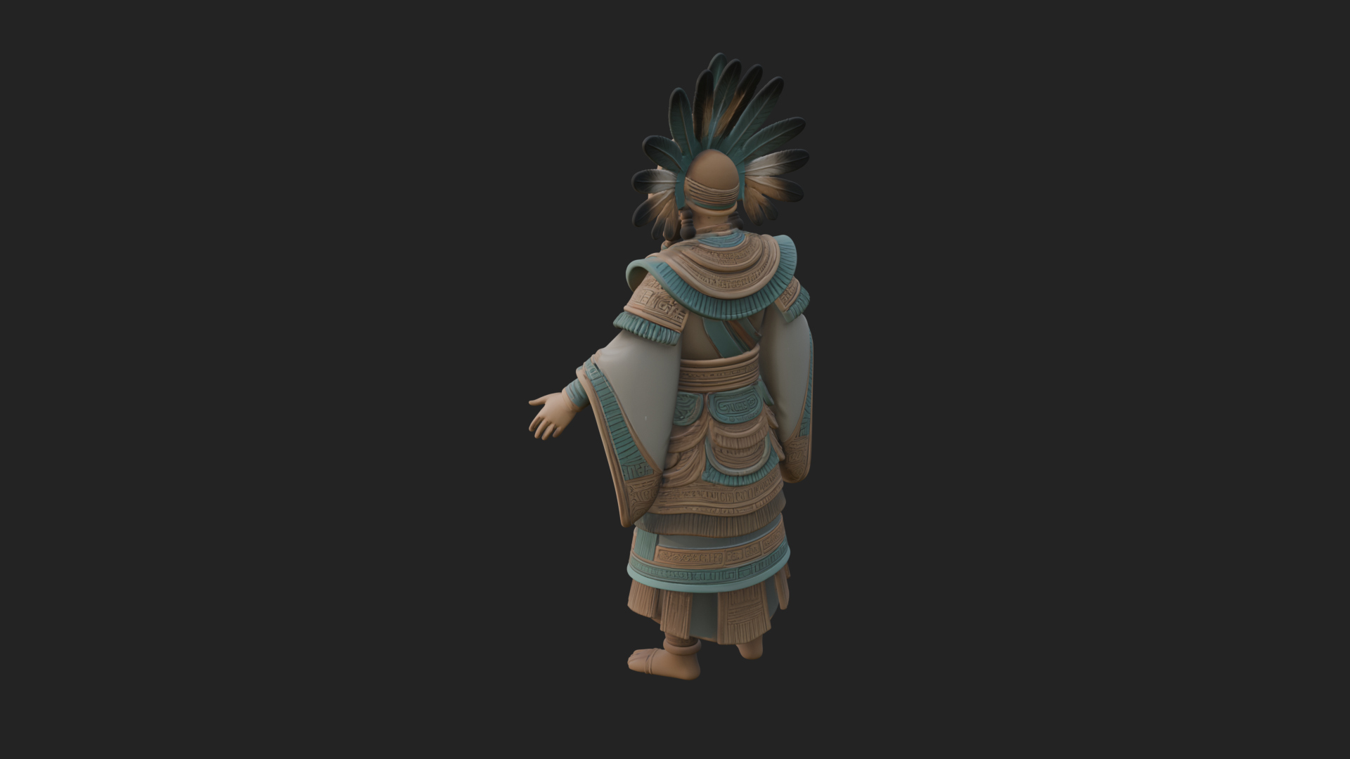 Aztec Feathered Noble Statue Design 2 3d Print Model 3D Model