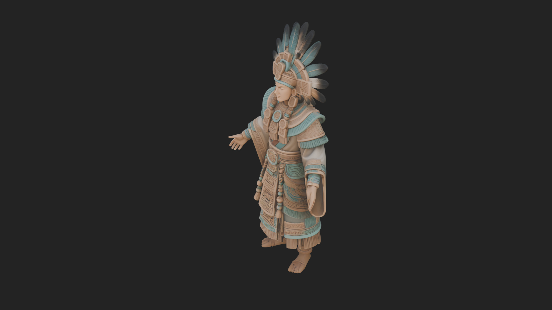 Aztec Feathered Noble Statue Design 2 3d Print Model 3D Model