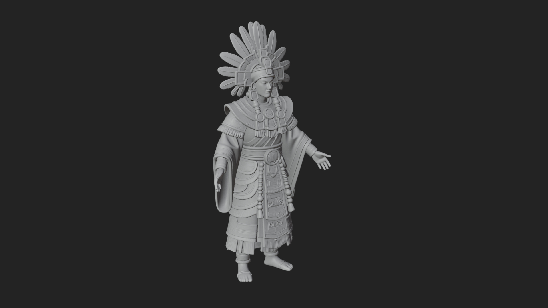 Aztec Feathered Noble Statue Design 2 3d Print Model 3D Model