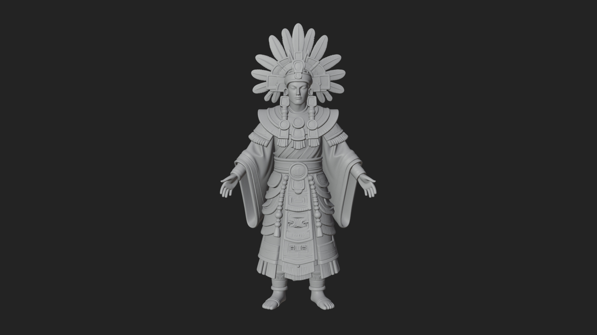 Aztec Feathered Noble Statue Design 2 3d Print Model 3D Model