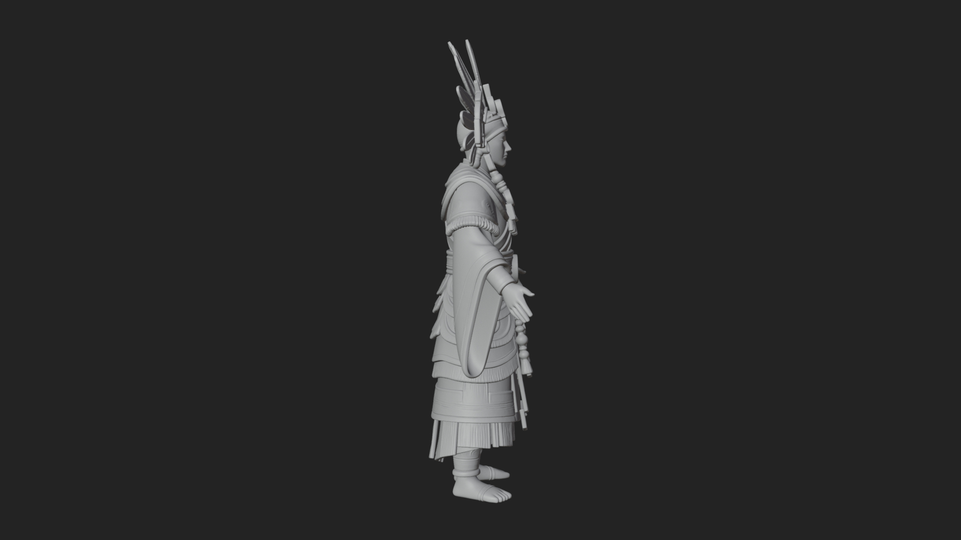 Aztec Feathered Noble Statue Design 2 3d Print Model 3D Model
