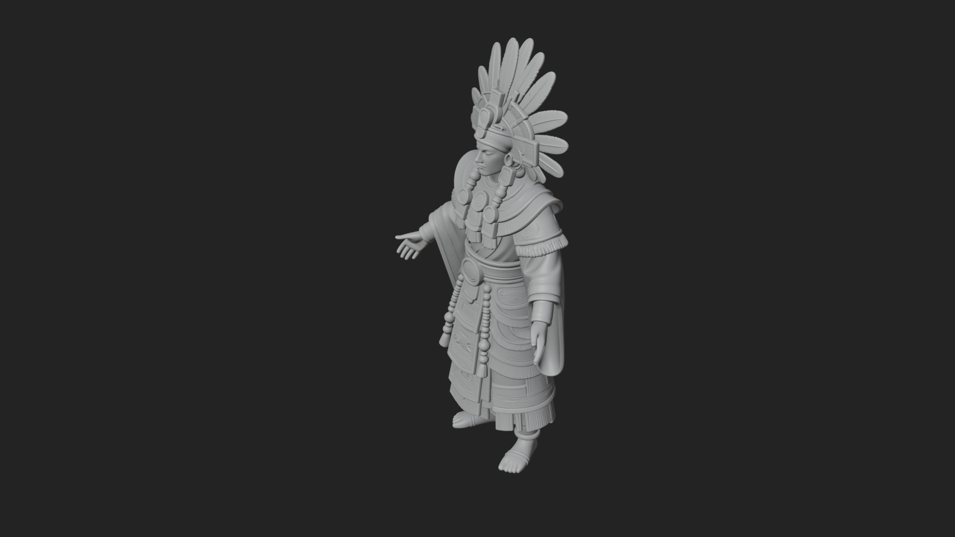 Aztec Feathered Noble Statue Design 2 3d Print Model 3D Model