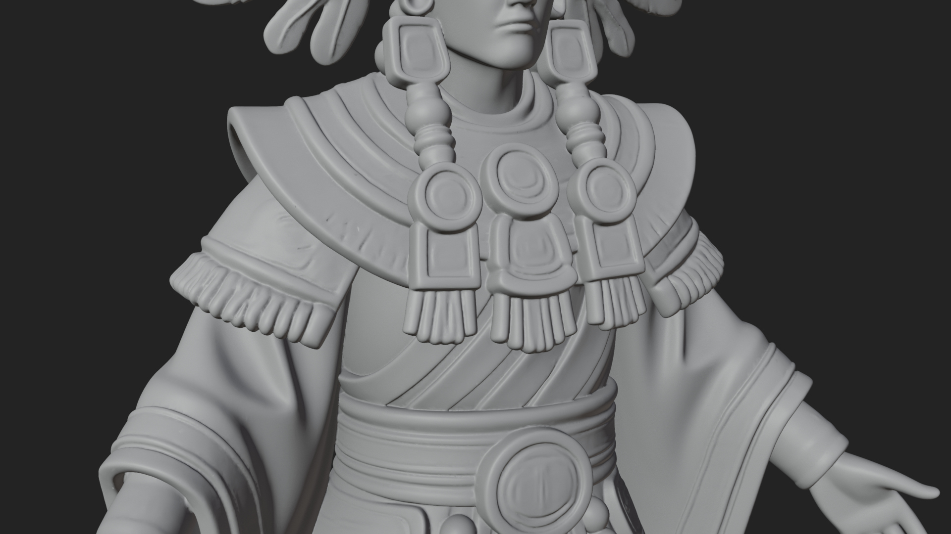 Aztec Feathered Noble Statue Design 2 3d Print Model 3D Model