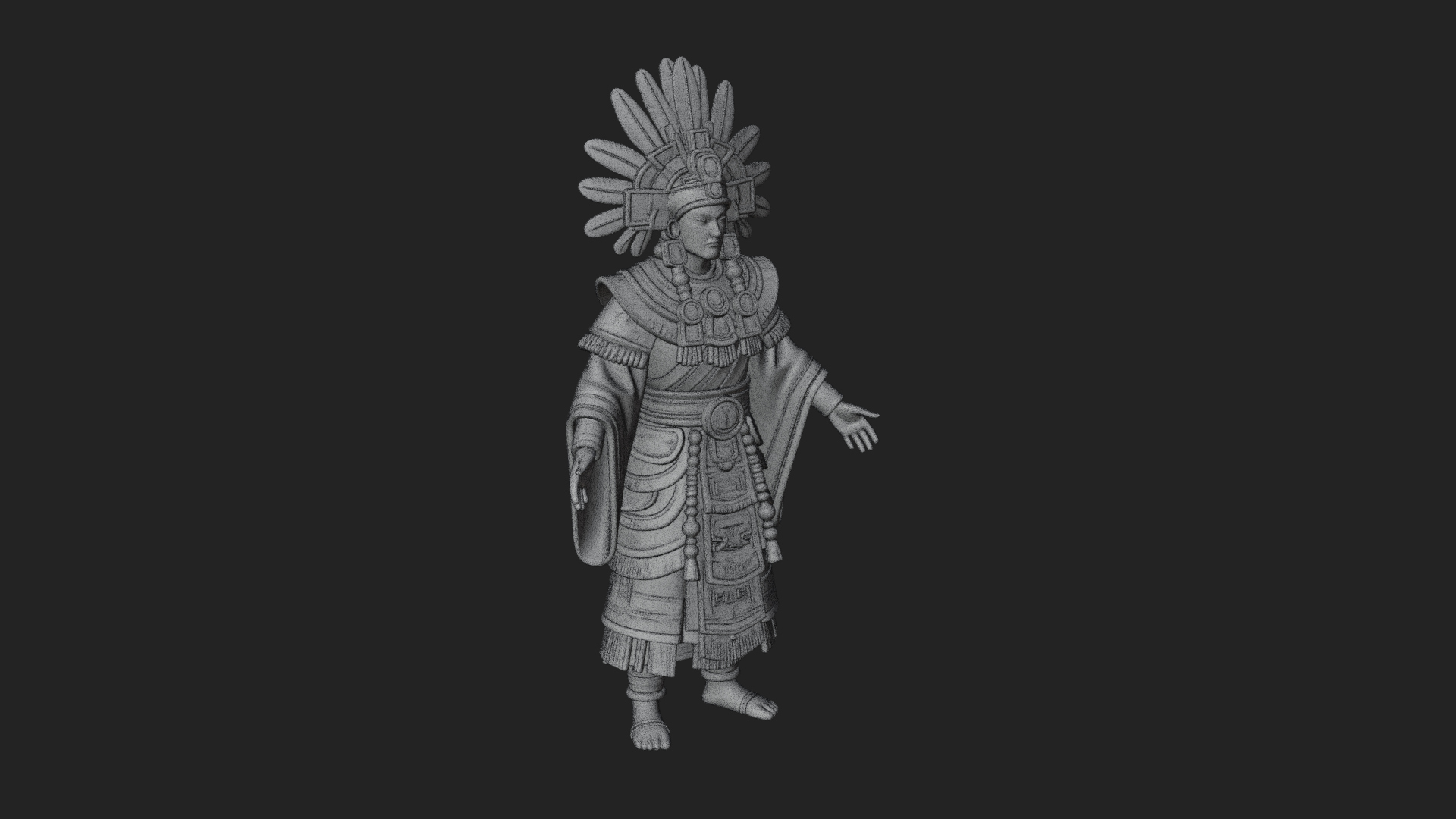 Aztec Feathered Noble Statue Design 2 3d Print Model 3D Model