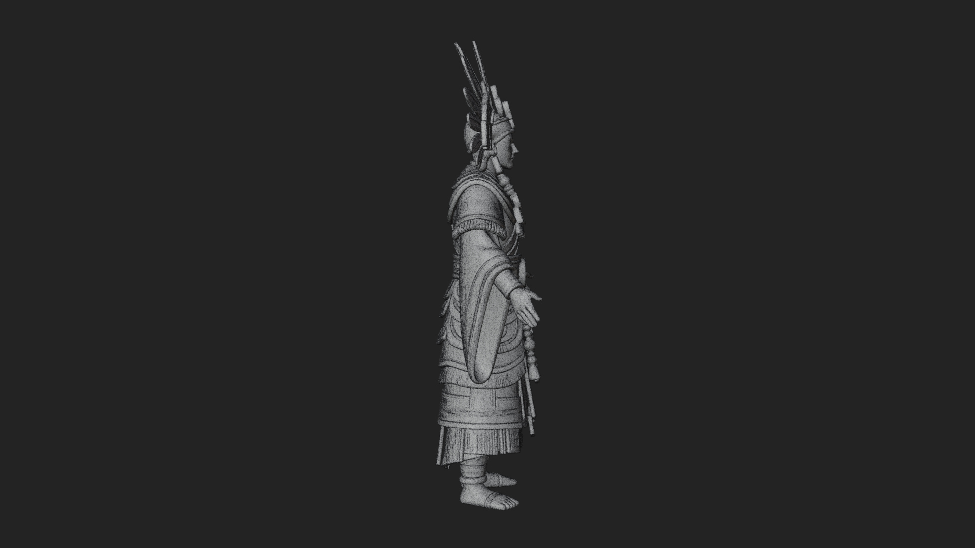 Aztec Feathered Noble Statue Design 2 3d Print Model 3D Model