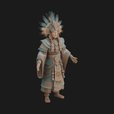 Aztec Feathered Noble Statue Design 2 3d Print Model