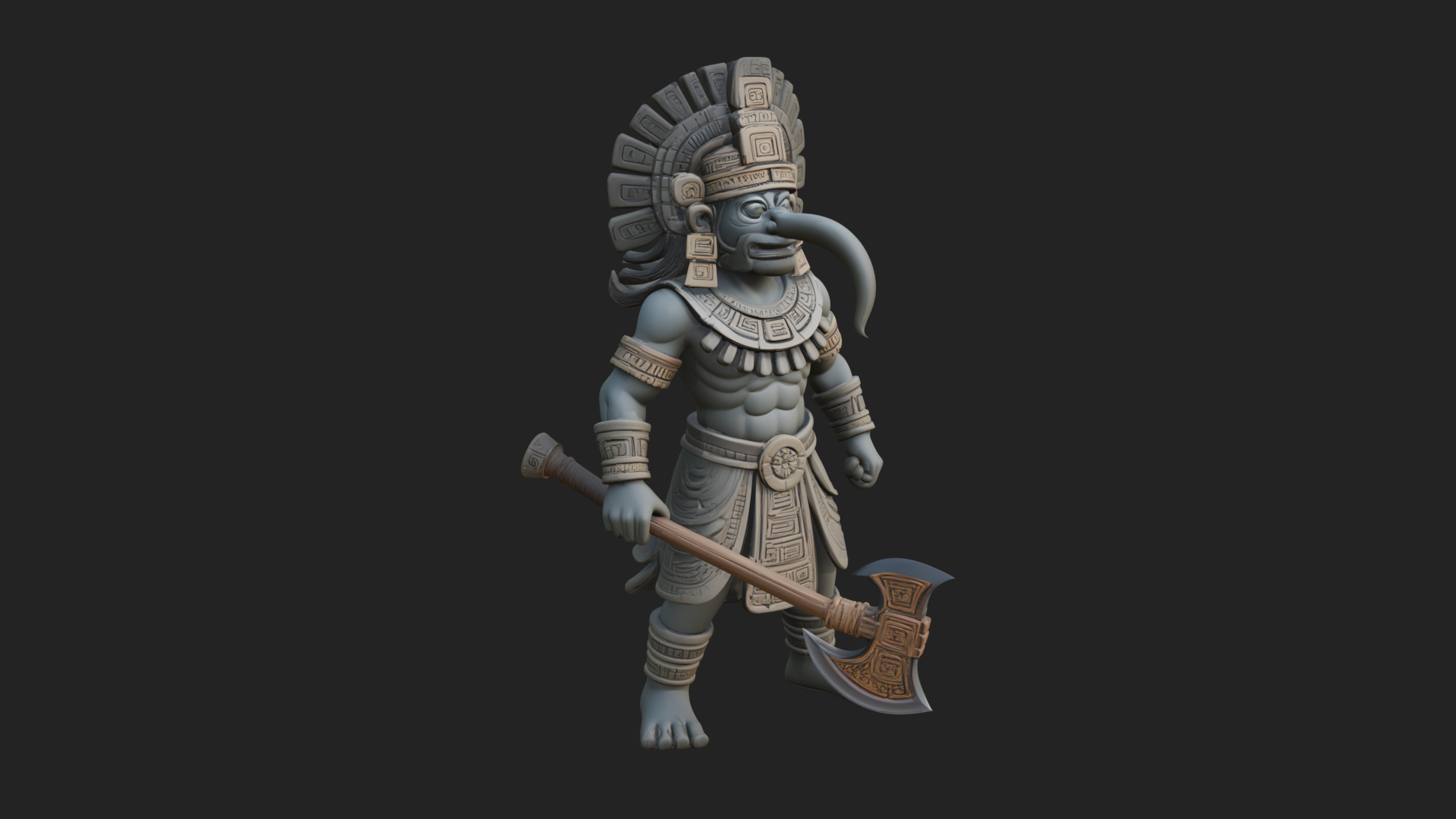 Aztec Feathered Noble Statue Design 20 3D Print Model 3D Model