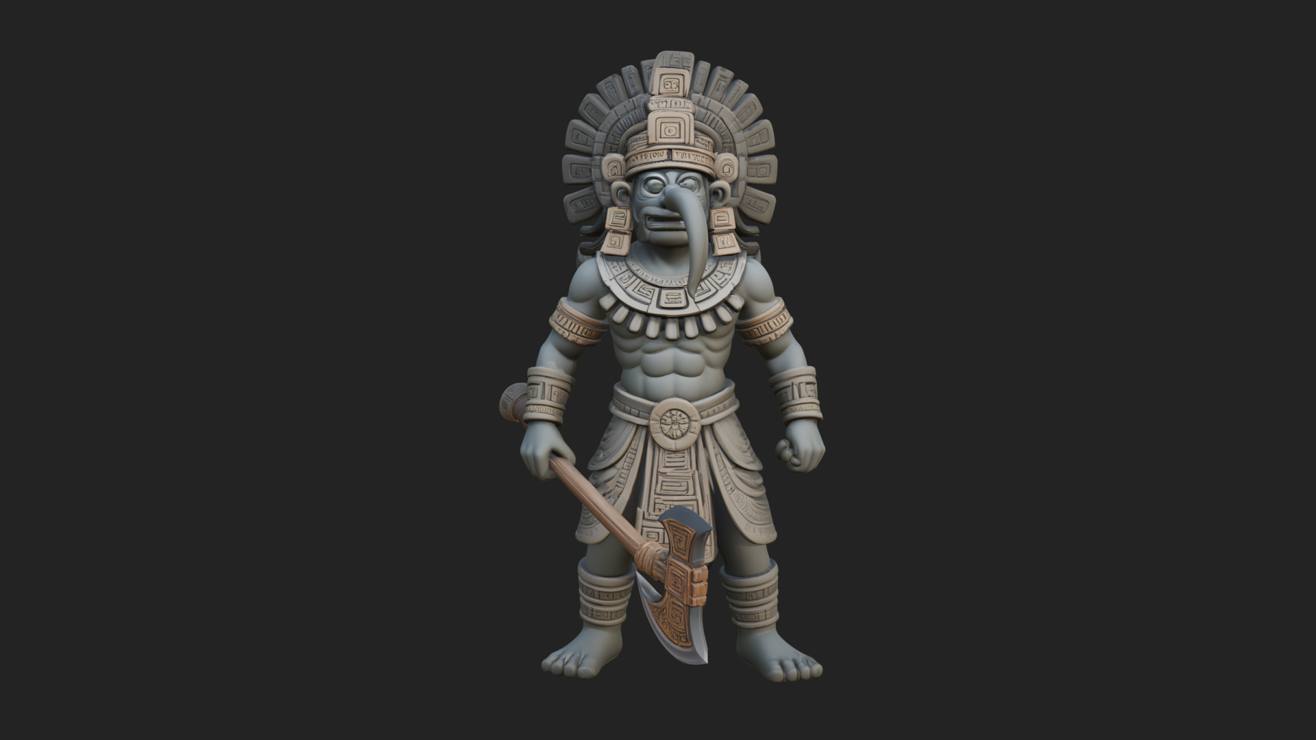 Aztec Feathered Noble Statue Design 20 3D Print Model 3D Model