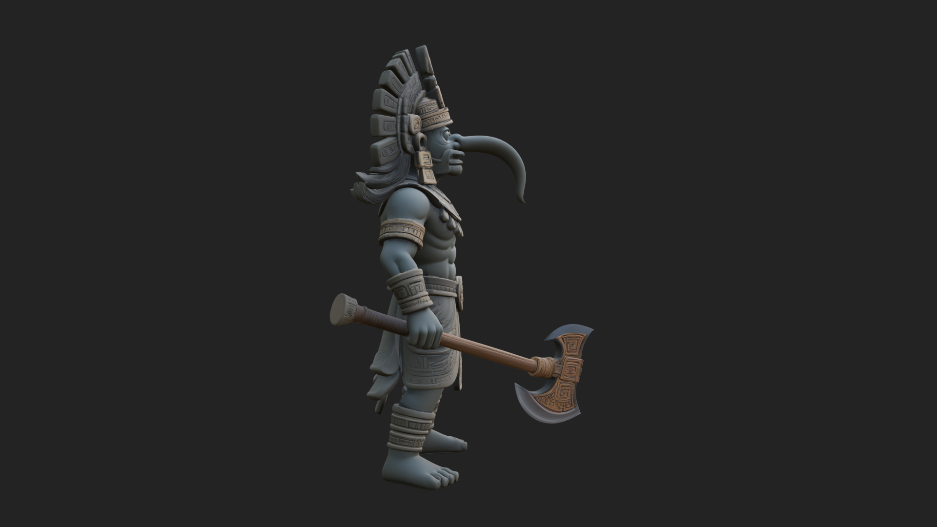 Aztec Feathered Noble Statue Design 20 3D Print Model 3D Model