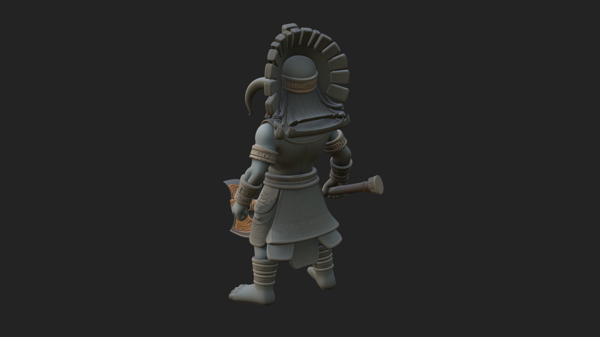 Aztec Feathered Noble Statue Design 20 3D Print Model 3D Model