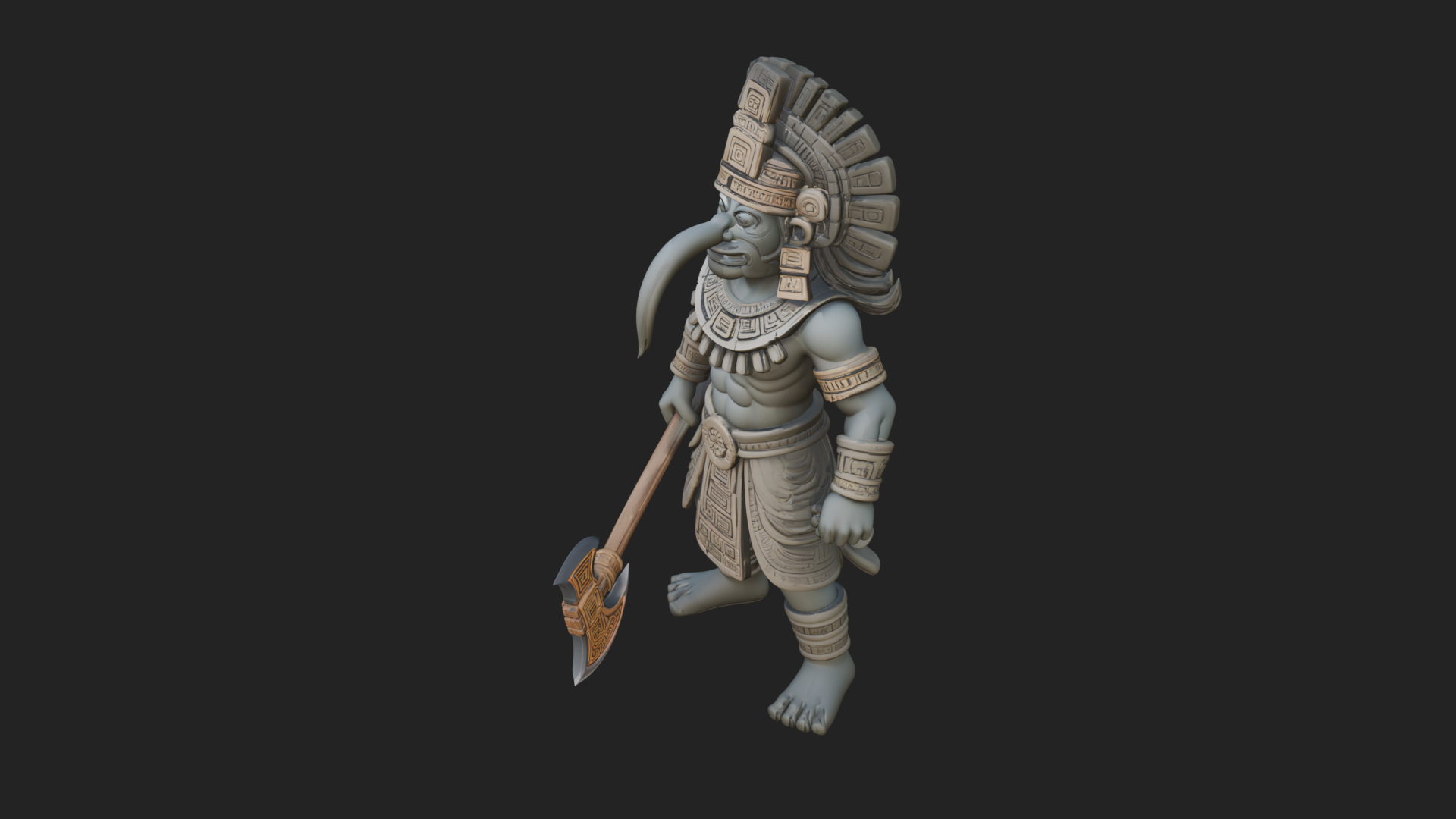 Aztec Feathered Noble Statue Design 20 3D Print Model 3D Model
