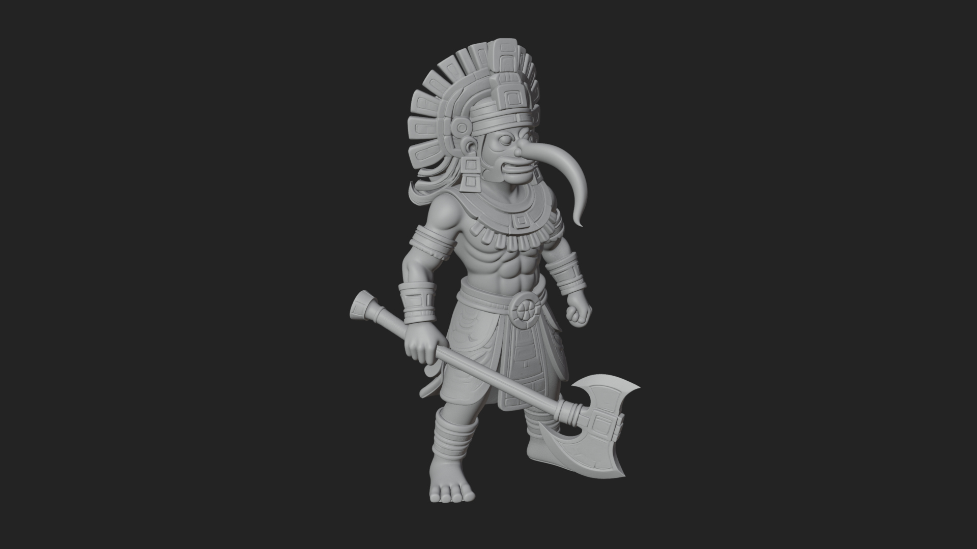 Aztec Feathered Noble Statue Design 20 3D Print Model 3D Model