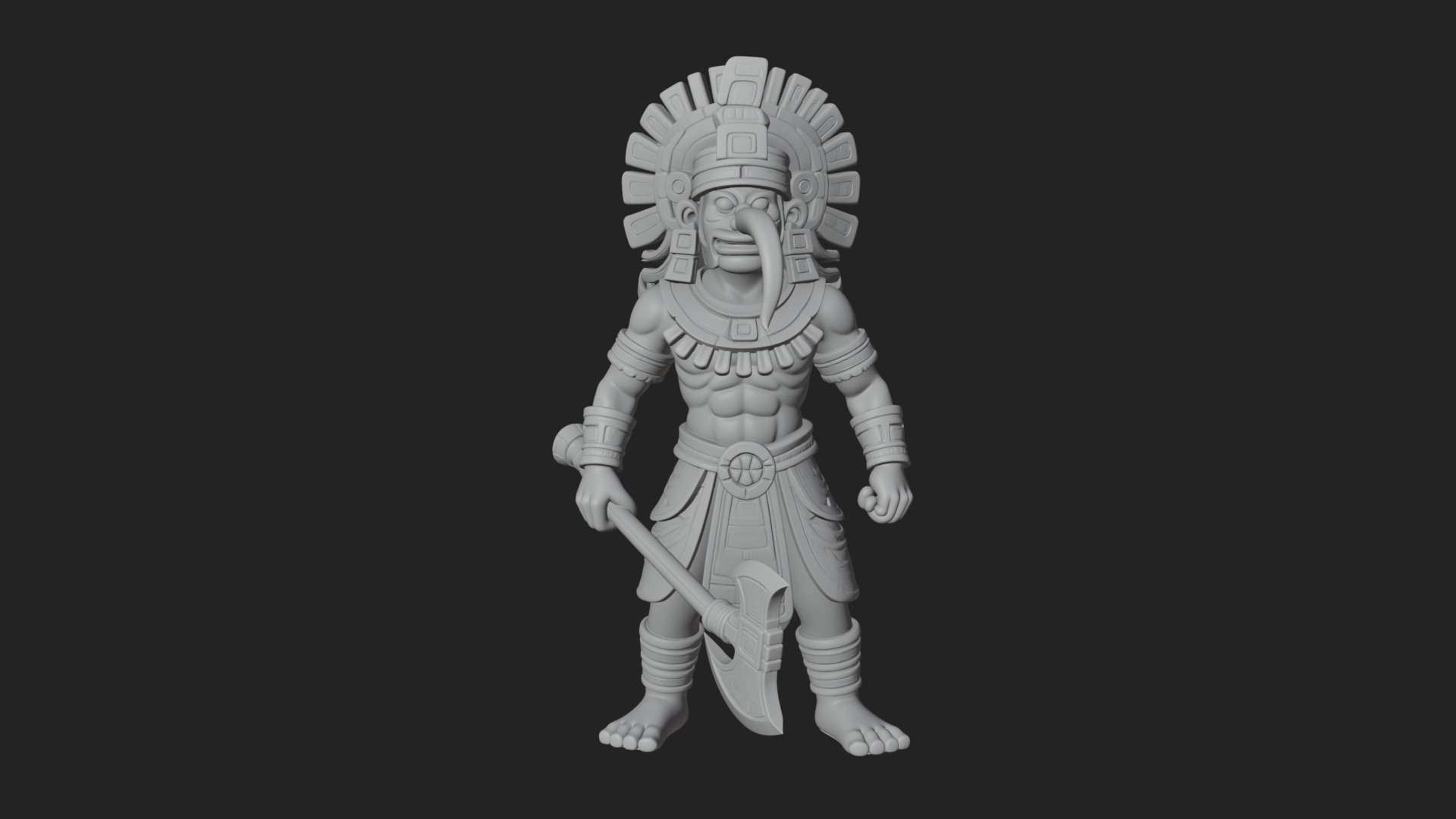 Aztec Feathered Noble Statue Design 20 3D Print Model 3D Model