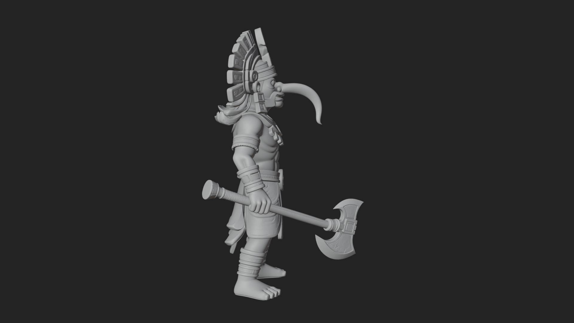 Aztec Feathered Noble Statue Design 20 3D Print Model 3D Model