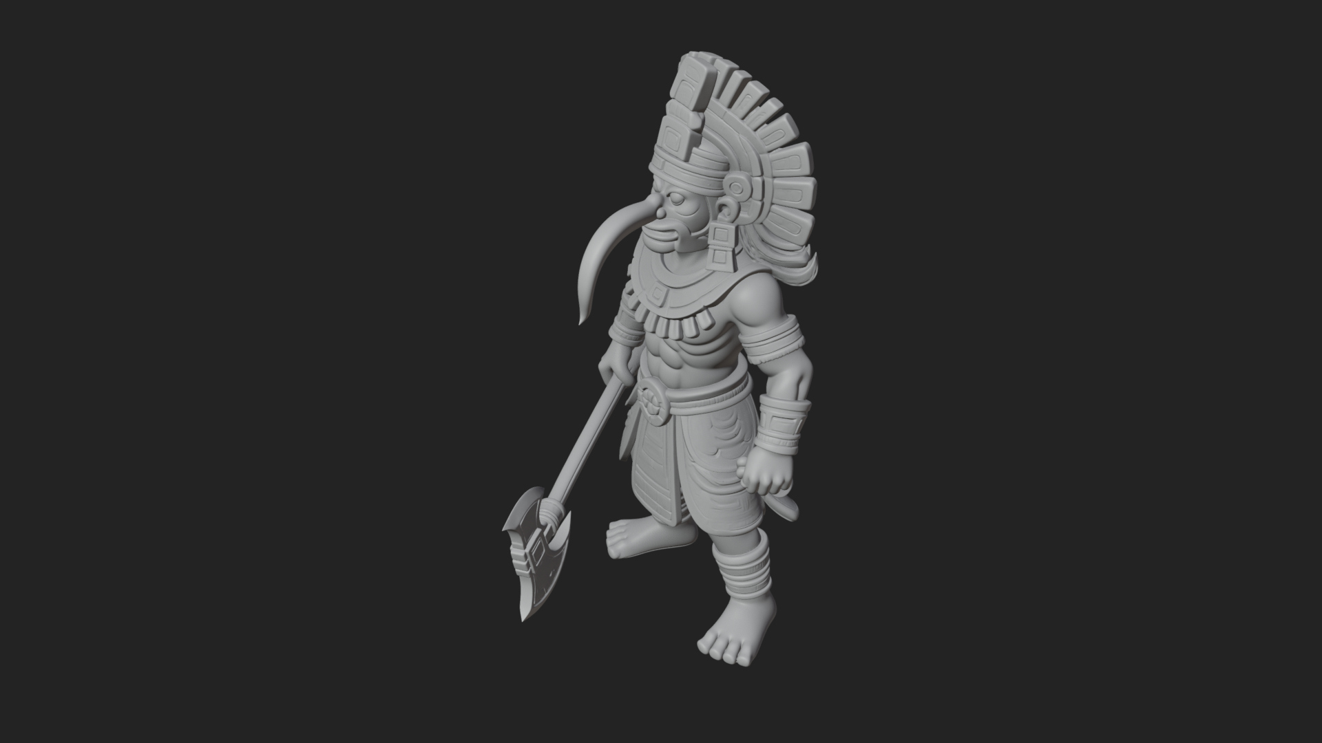 Aztec Feathered Noble Statue Design 20 3D Print Model 3D Model