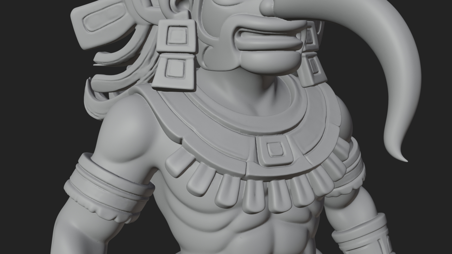 Aztec Feathered Noble Statue Design 20 3D Print Model 3D Model