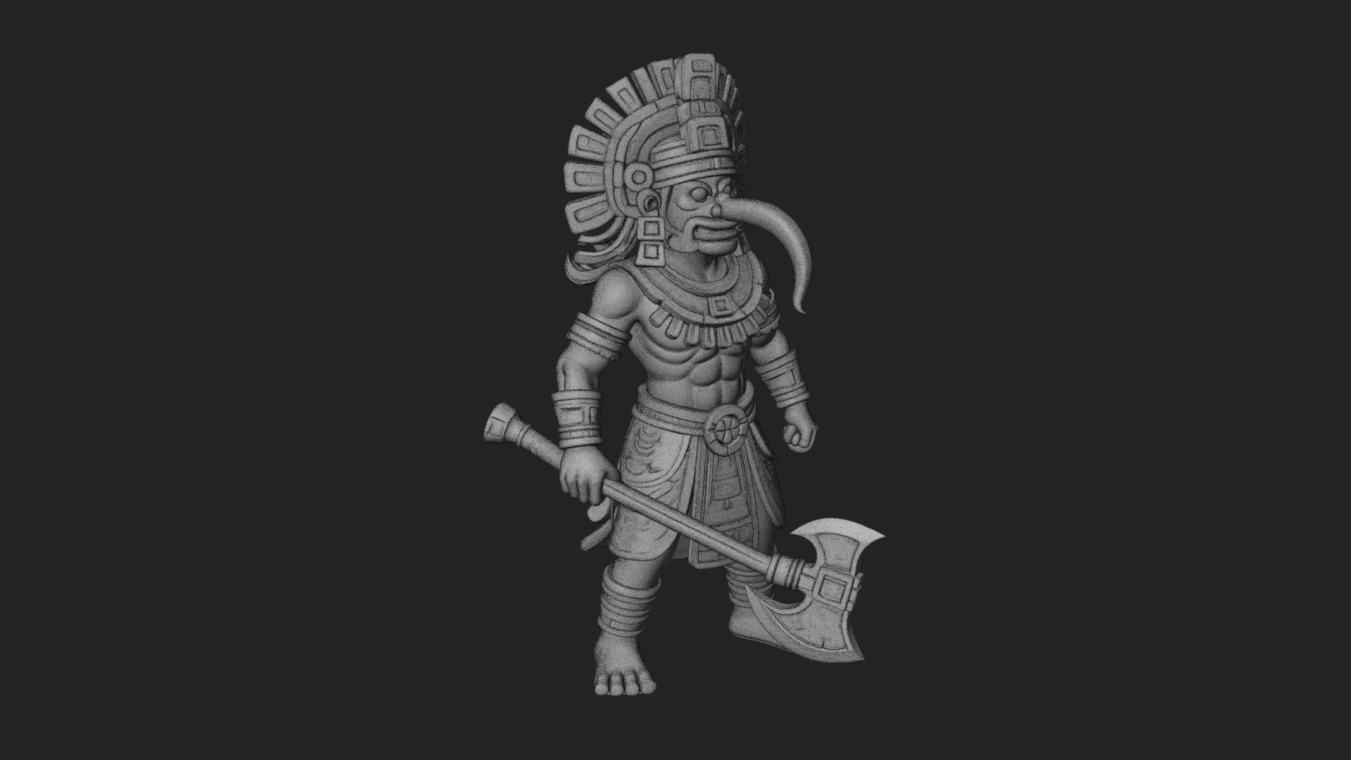 Aztec Feathered Noble Statue Design 20 3D Print Model 3D Model