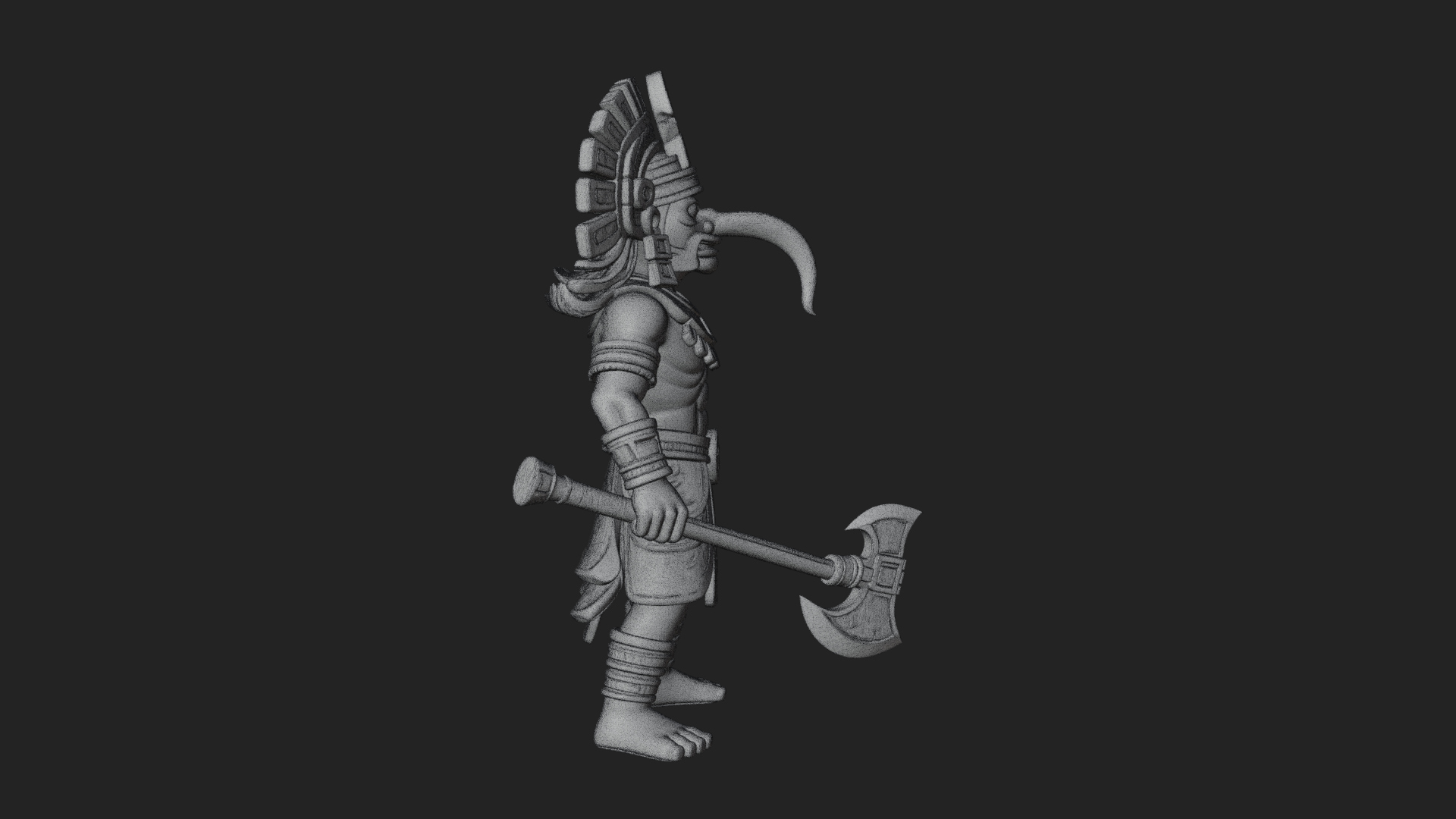 Aztec Feathered Noble Statue Design 20 3D Print Model 3D Model