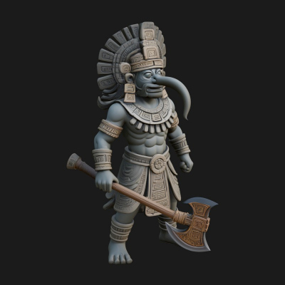 Aztec Feathered Noble Statue Design 20 3D Print Model