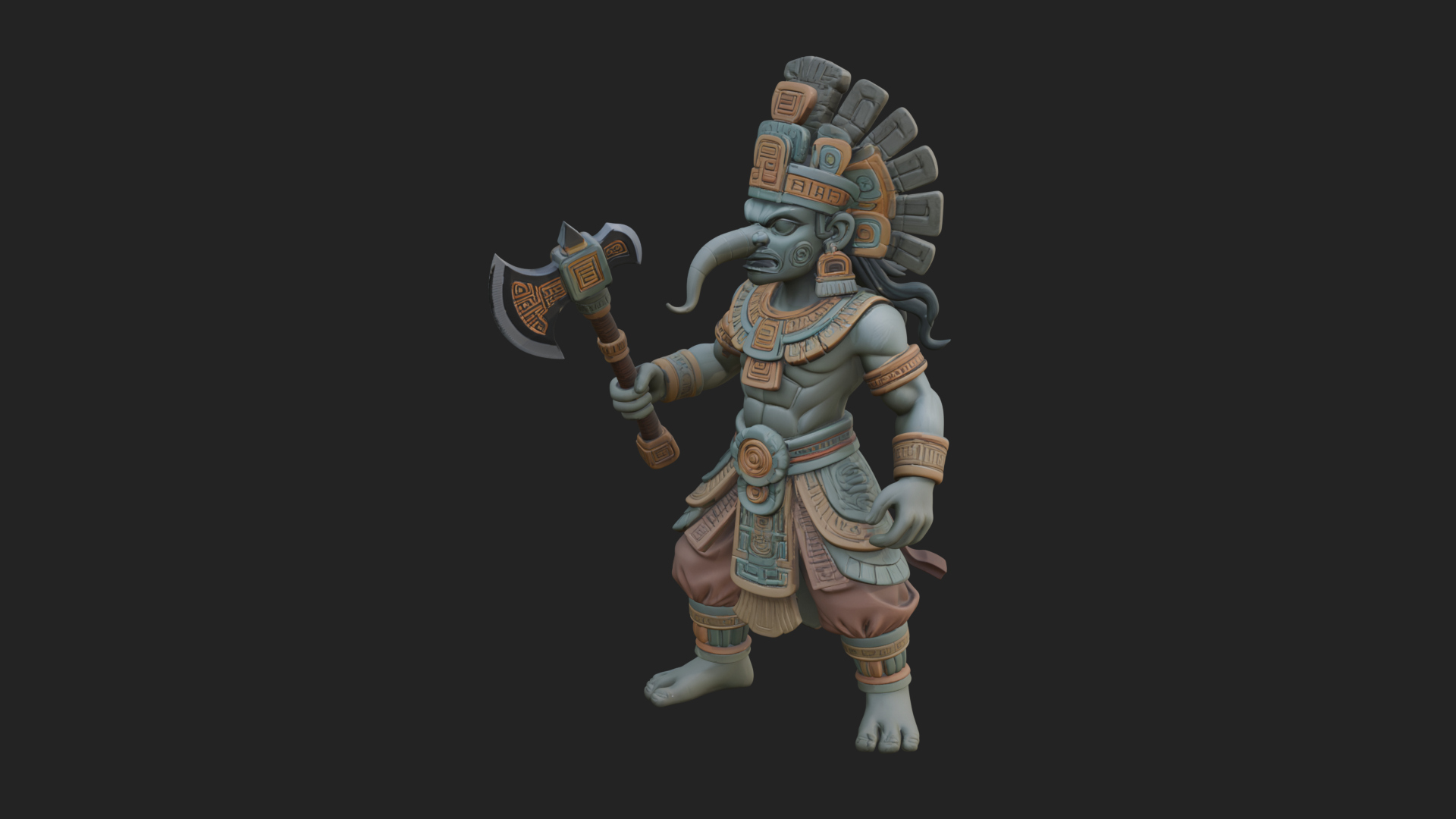 Aztec Feathered Noble Statue Design 21 3D Print Model 3D Model
