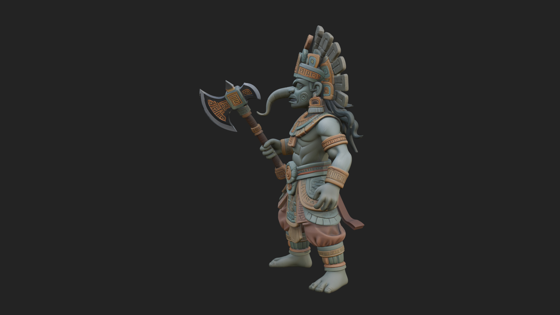Aztec Feathered Noble Statue Design 21 3D Print Model 3D Model
