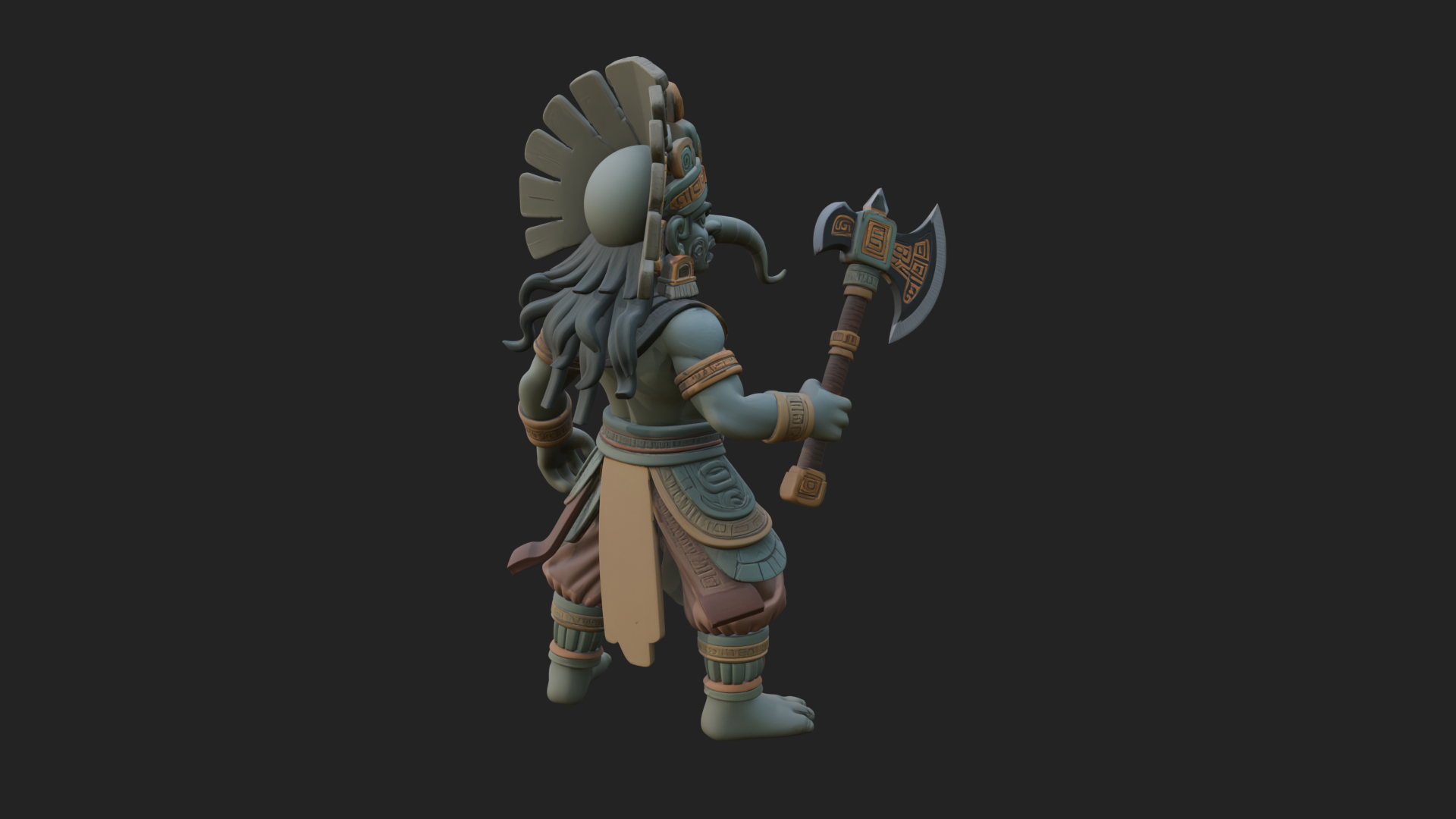 Aztec Feathered Noble Statue Design 21 3D Print Model 3D Model