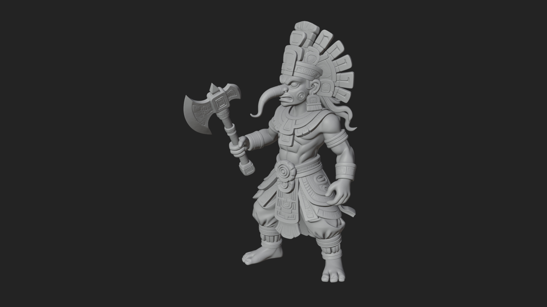 Aztec Feathered Noble Statue Design 21 3D Print Model 3D Model