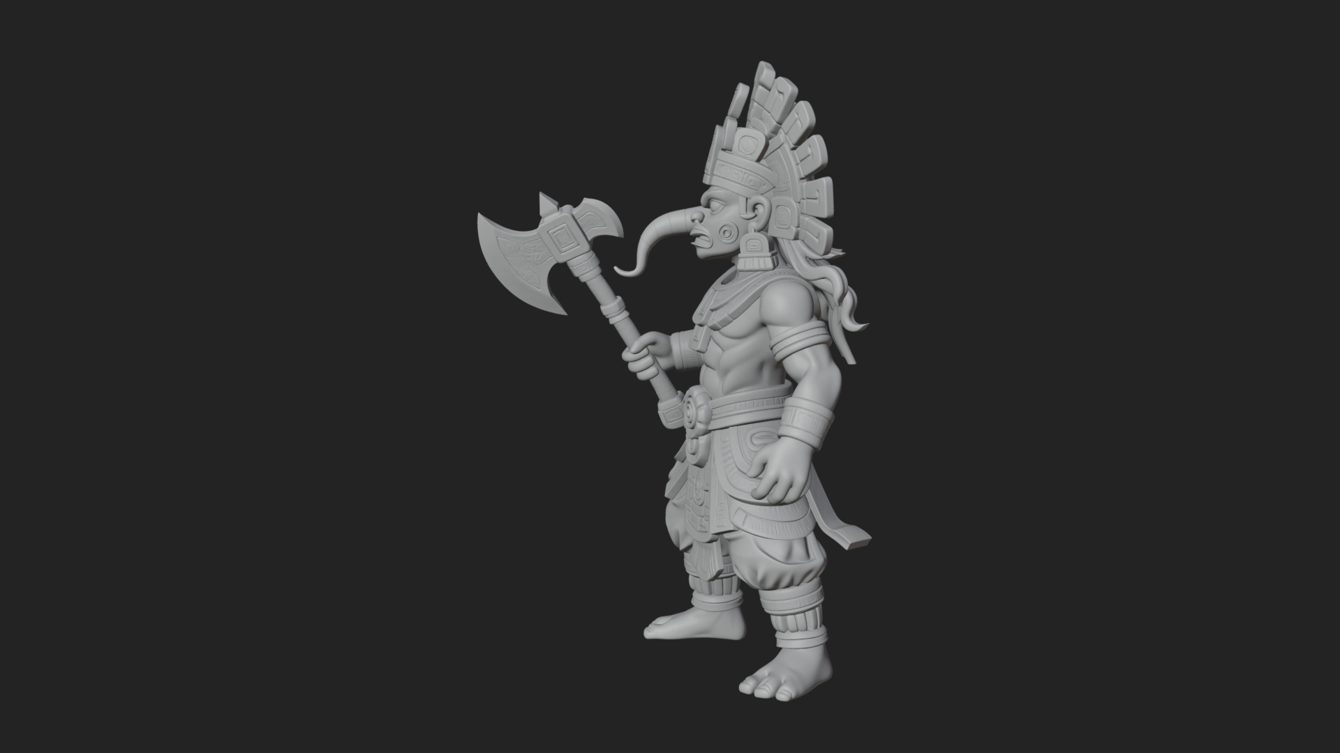 Aztec Feathered Noble Statue Design 21 3D Print Model 3D Model