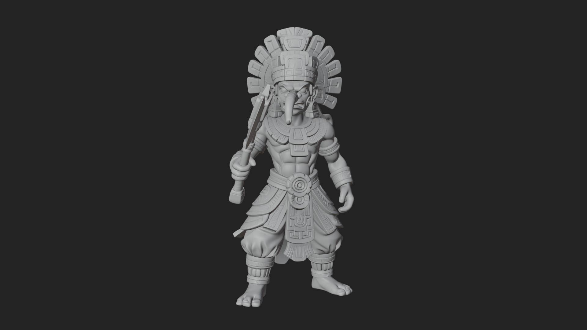 Aztec Feathered Noble Statue Design 21 3D Print Model 3D Model