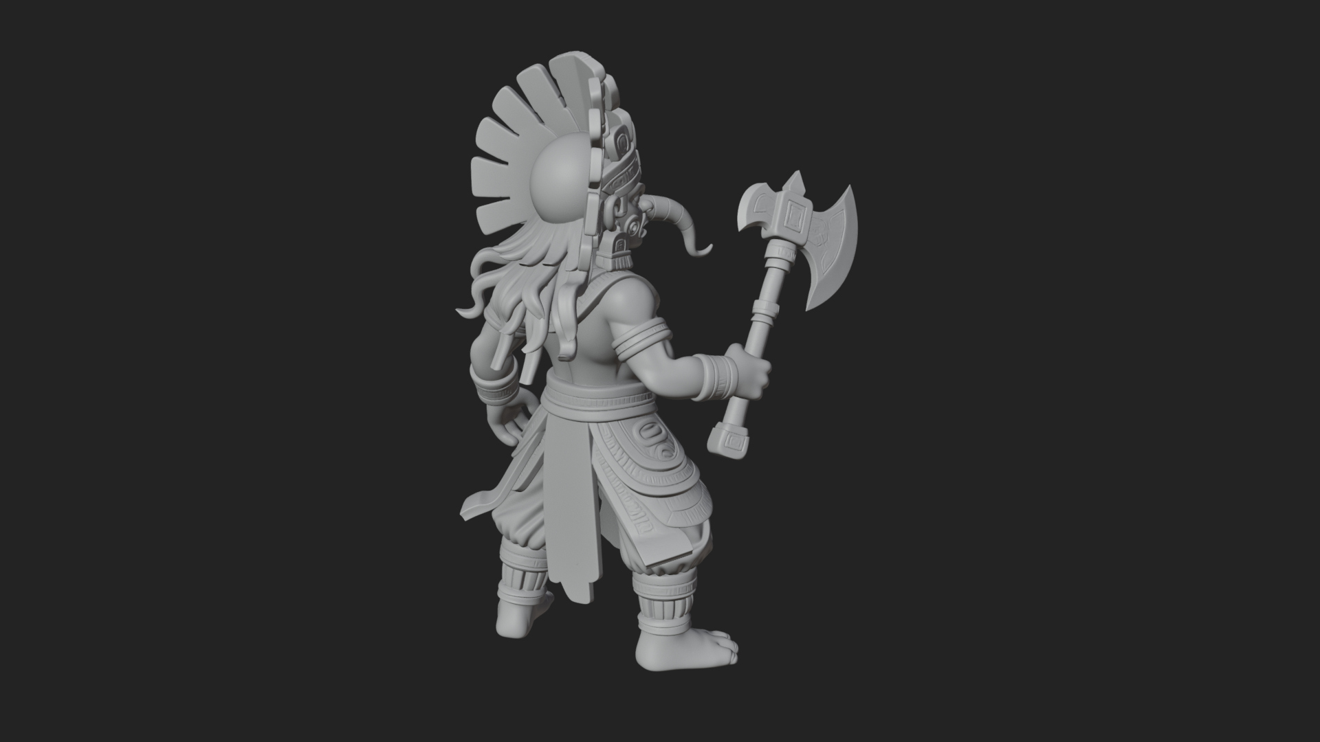 Aztec Feathered Noble Statue Design 21 3D Print Model 3D Model
